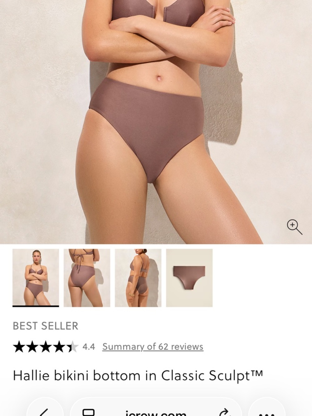 J.Crew Hallie High Rise Bikini Bottom in Smoky Willow Wood, L, NWT